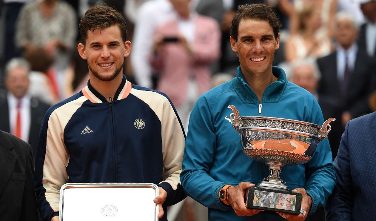 Dominic Thiem y Rafael Nadal en la premiación de Roland Garros  