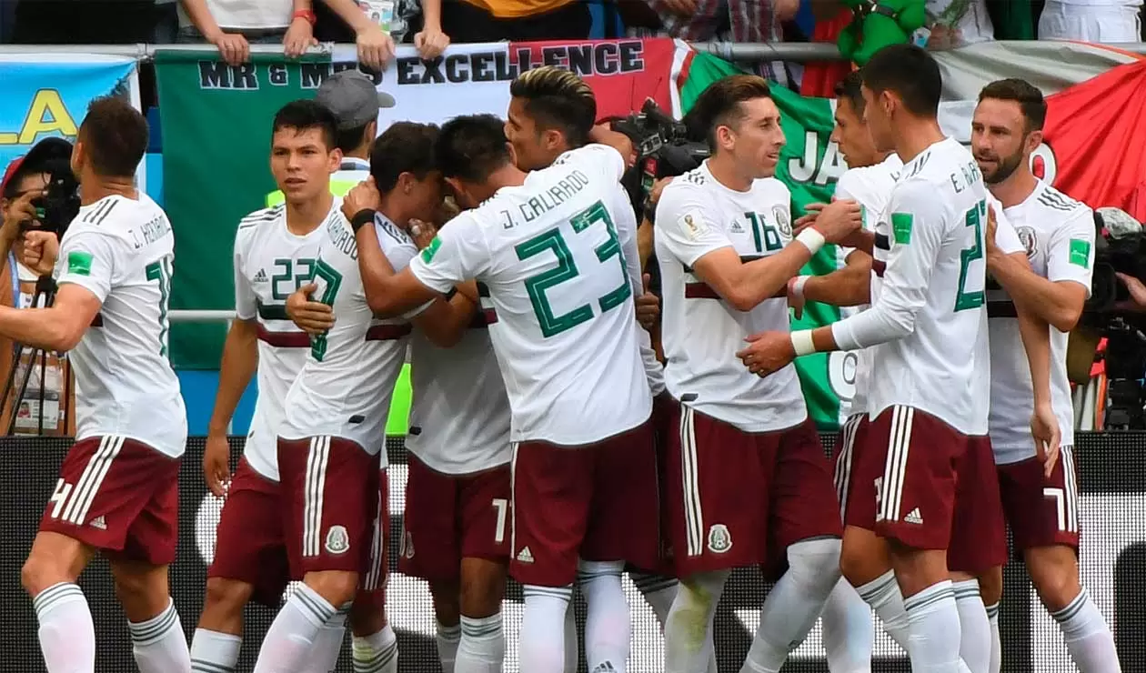 México celebra el gol de Carlos Vela frente a Corea del Sur