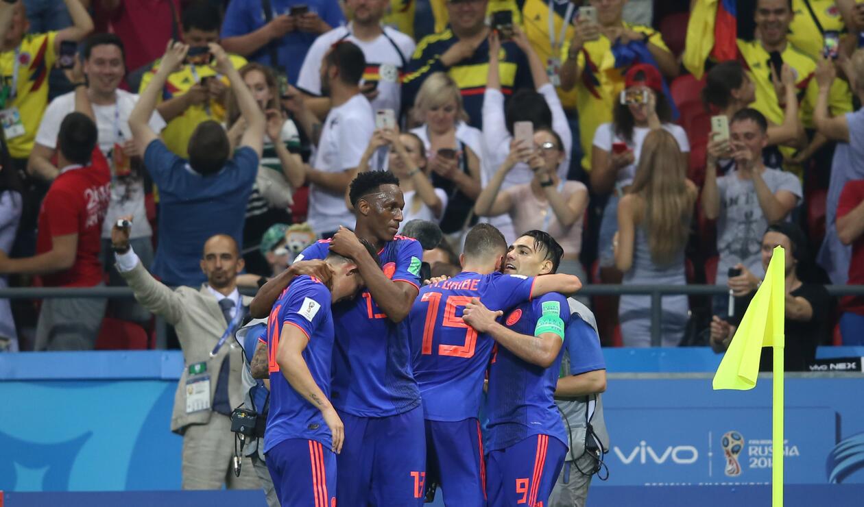 Los jugadores de Colombia celebrando