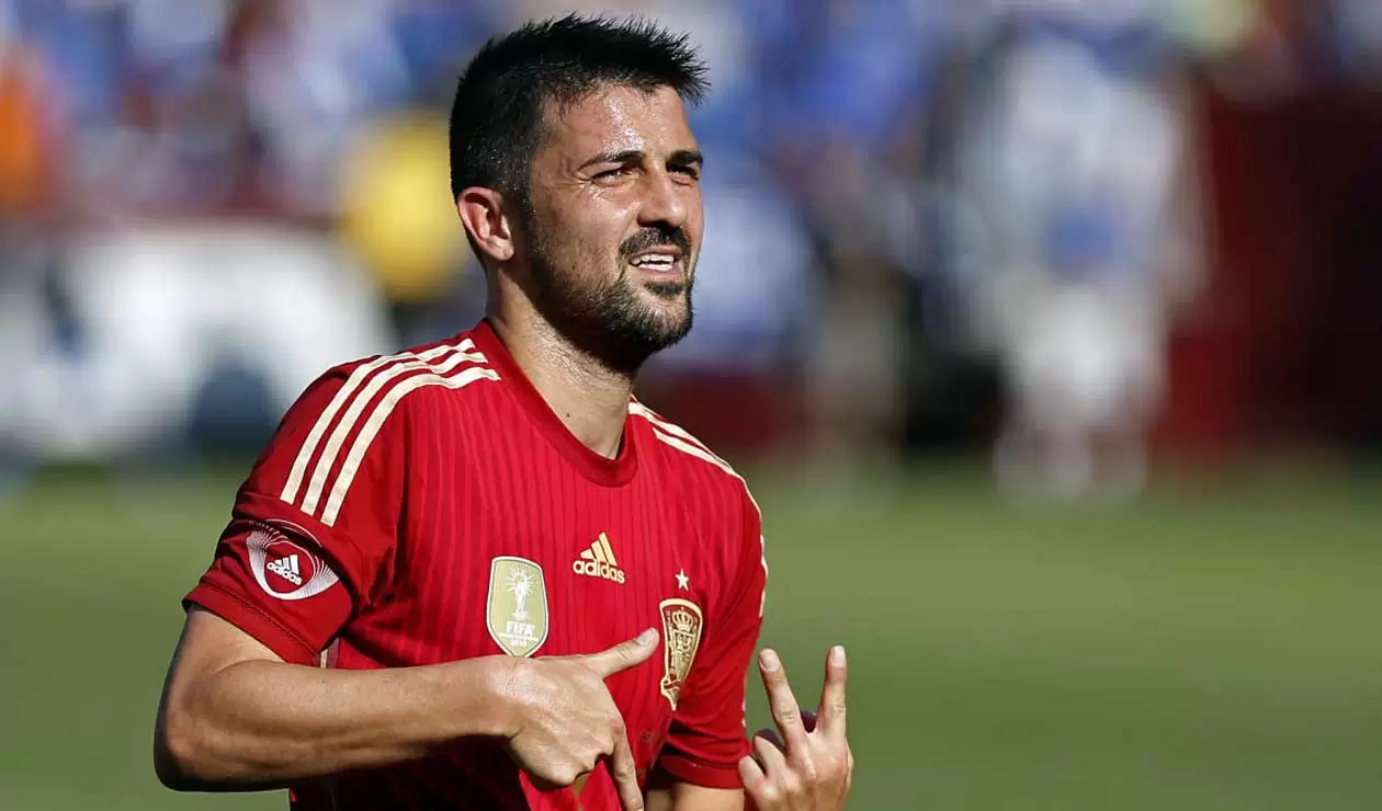 David Villa, delantero español, jugando con la Selección de su país