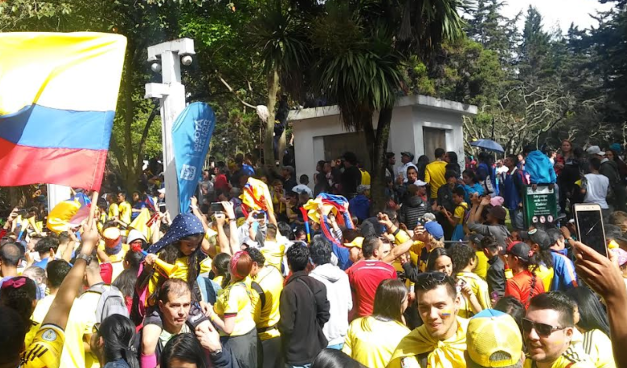 Hinchas colombianos celebraron el partido