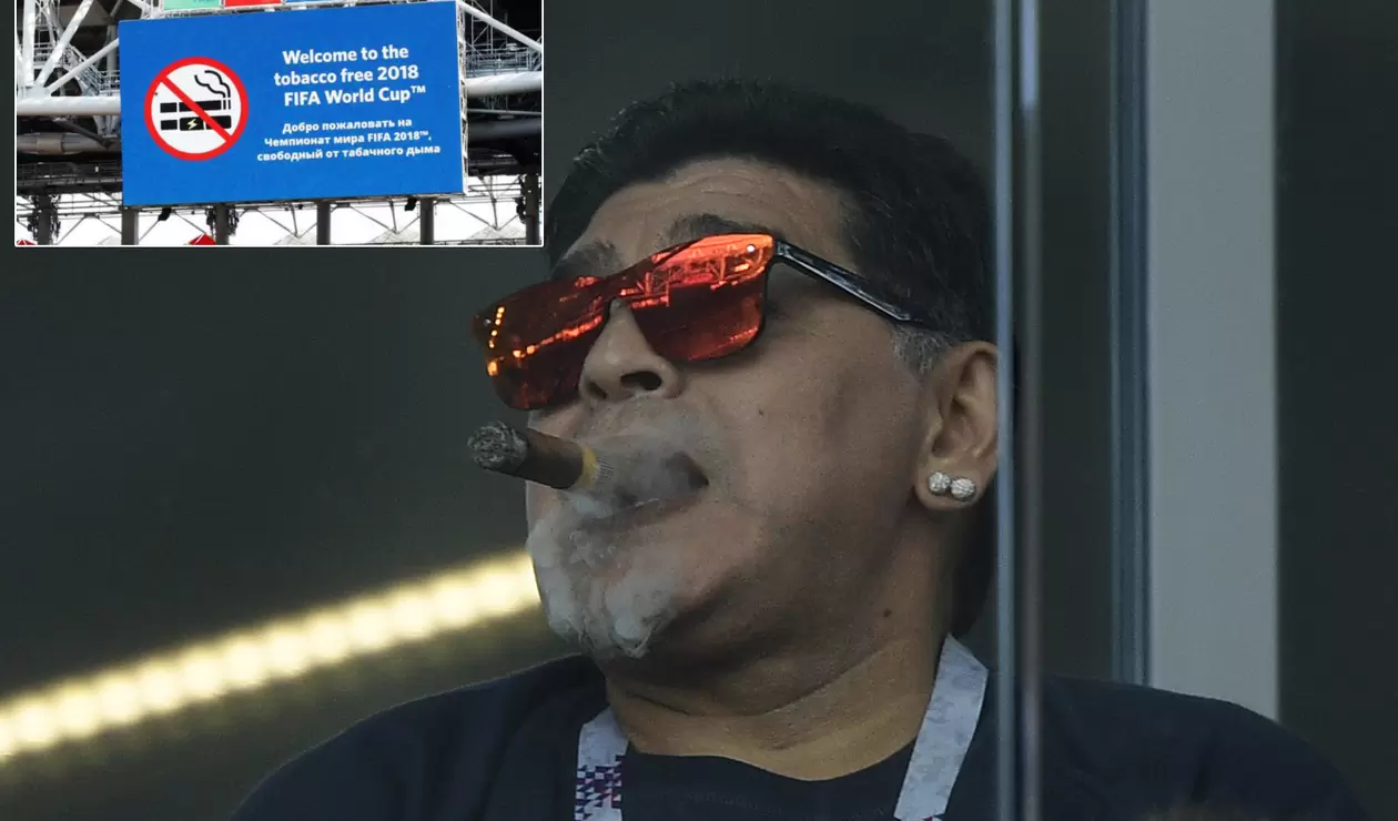 Maradona en el palco de Otkrytie Arena