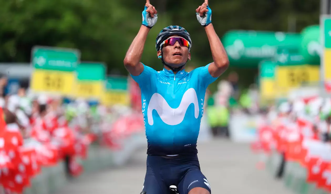 Nairo Quintana luego de ganar la séptima etapa de la Vuelta a Suiza