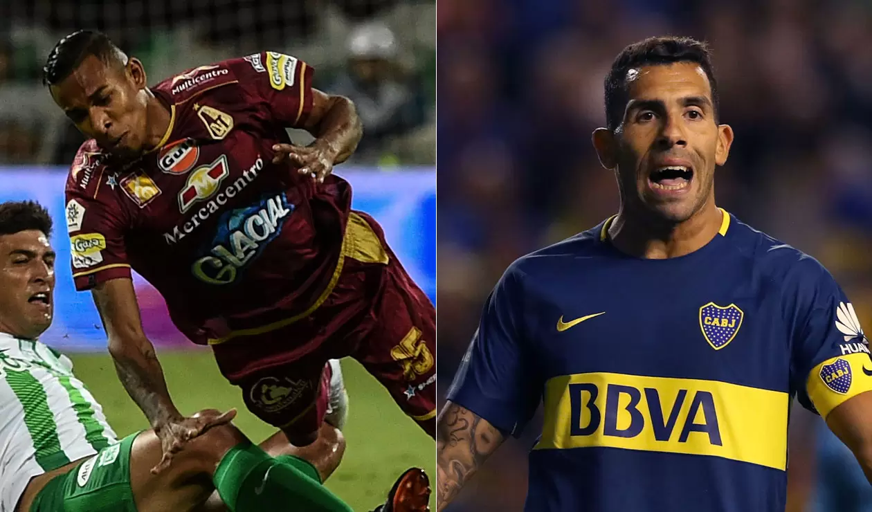 Sebastián Villa y Carlos Tévez, jugadores de Boca Juniors