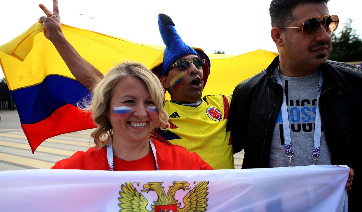 Colombianos en el estadio Luzhniki