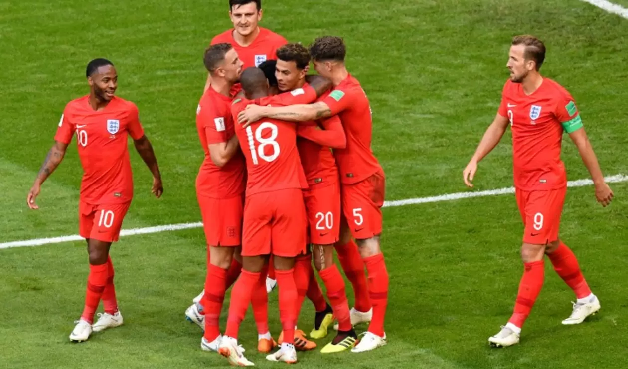 Inglaterra celebrado el primer gol ante Suecia en los cuartos del Mundial de Rusia