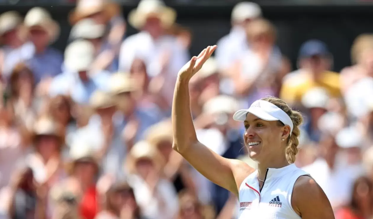 La alemana Angelique Kerber celebrando su clasificación a la final de Wimbledon