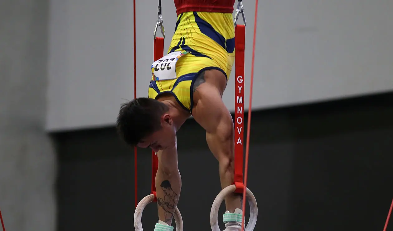 Jossimar Calvo en la prueba de gimnasia artística de los los Juegos Centroamericanos y del Caribe Barranquilla 2018