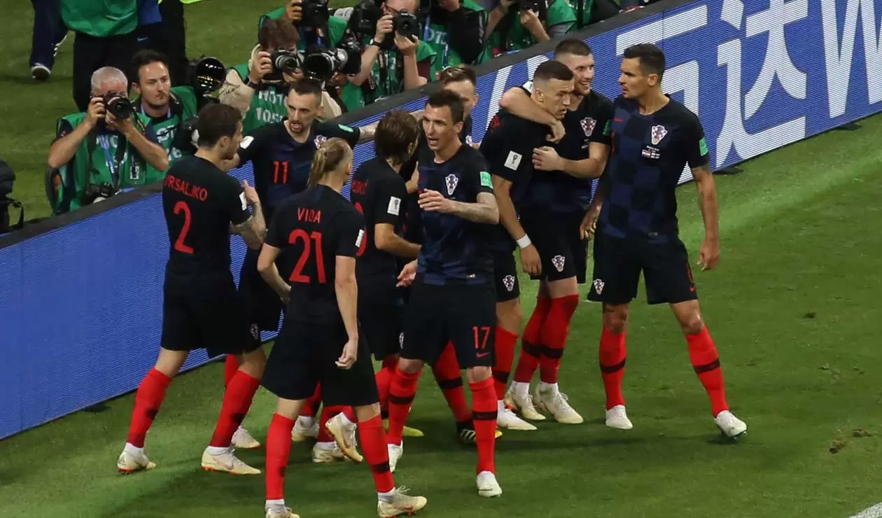 Croacia celebra el gol del empate parcial frente a Inglaterra
