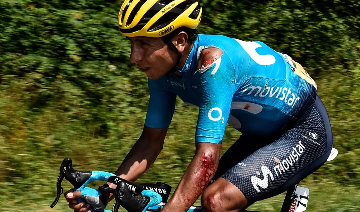 Nairo Quintana luego de la caída en la etapa 18 del Tour de Francia