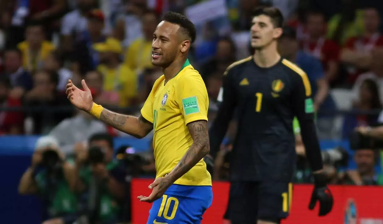 Neymar se lamenta por la eliminación de Brasil frente a Bélgica