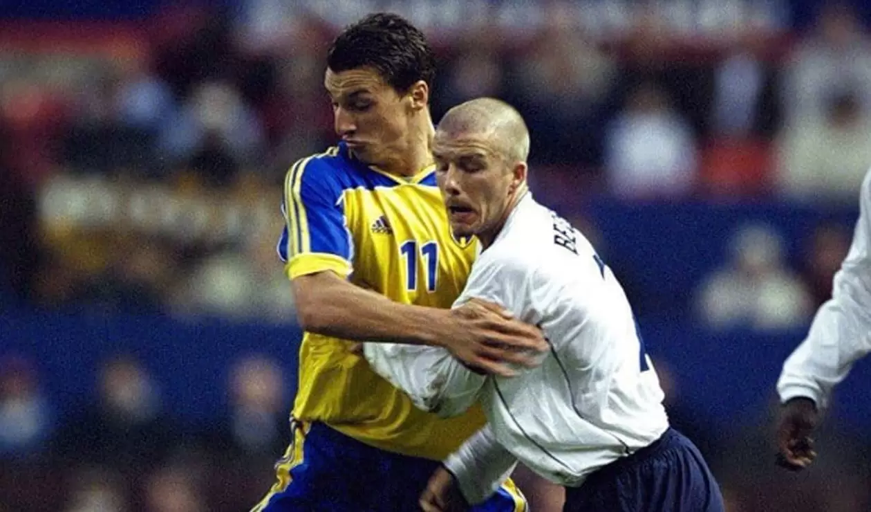 Zlatan Ibrahimovic y David Beckham realizan una apuesta previo a Suecia-Inglaterra