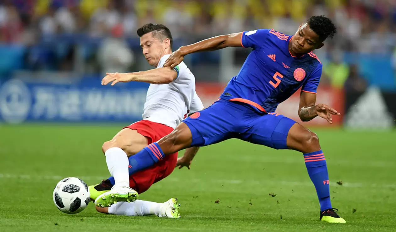 Wilmar Barrios con la Selección Colombia ante Polonia en Rusia 2018