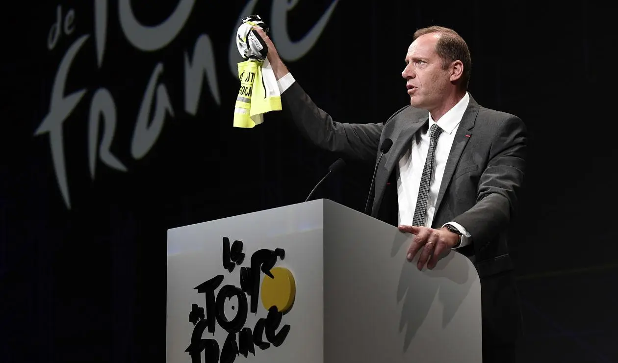 Christian Prudhomme, director del Tour de Francia, presentando la ruta oficial de la edición 2018