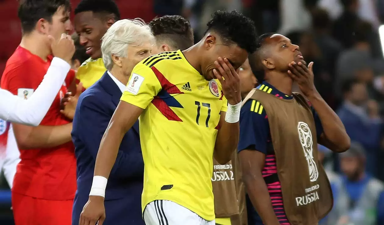 Los jugadores de Colombia lamentan la eliminación de Colombia en el Mundial