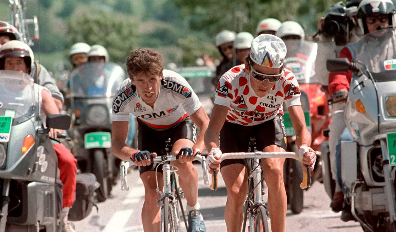 Lucho Herrera, ganador de la etapa en el ascenso al Alpe d’Huez de 1984