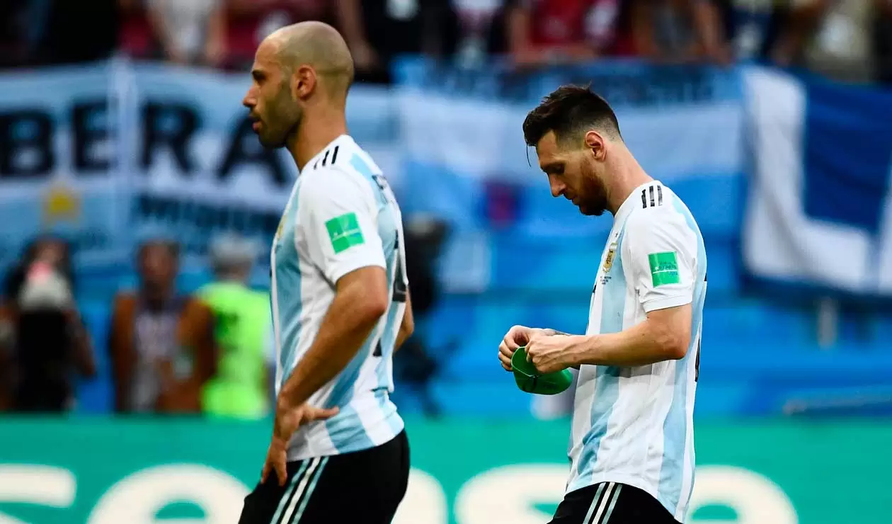 Lios Messi y Javier Mascherano en el último partido de Argentina en el Mundial Rusia 2018