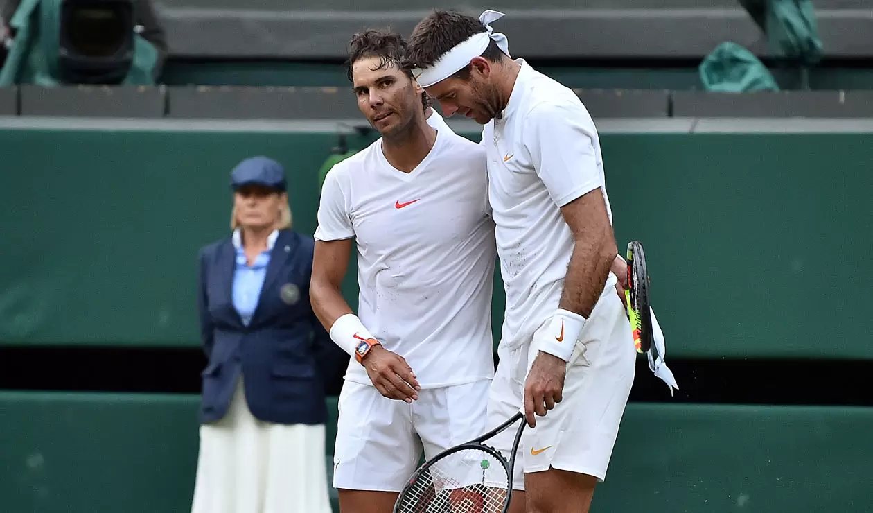 Rafael Nadal y Juan Martín Del Potro en los cuartos de final de Wimbledon