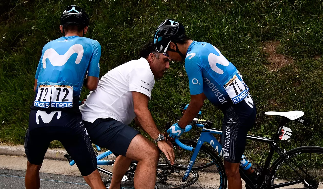 Nairo Quintana en una de las caídas sufridas en el Tour de Francia