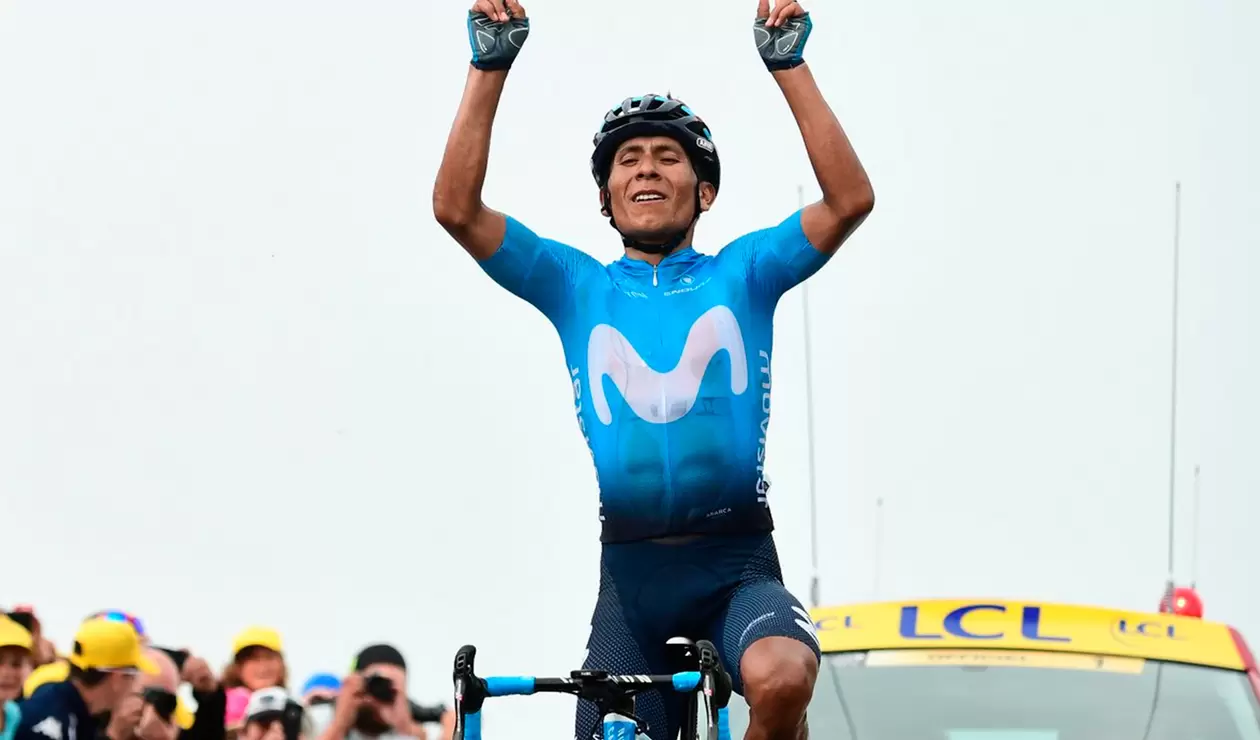 Nairo Quintana luego de ganar la etapa 17 del Tour de Francia