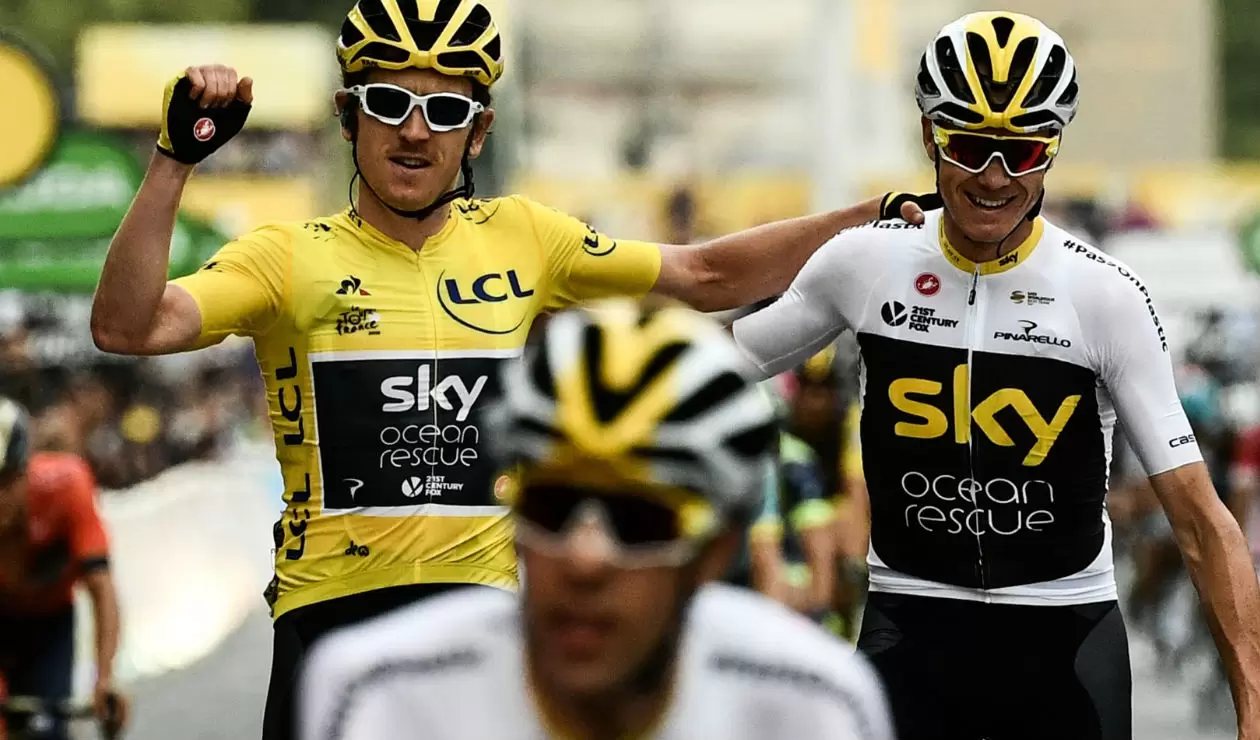 Geraint Thomas y Chris Froome, del Team Sky, en el Tour de Francia 2018