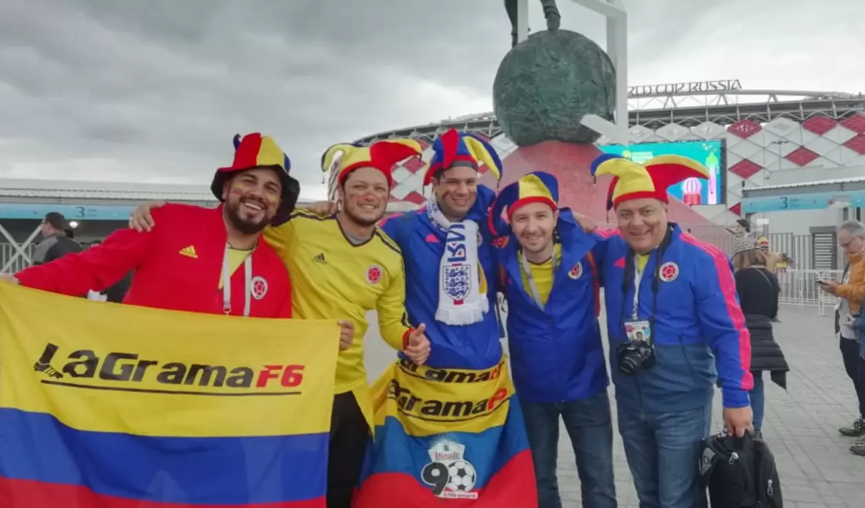 Hinchas de la Selección Colombia en el Spartak Stadium