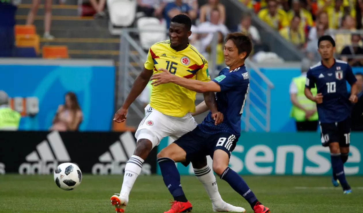 Jefferson Lerma con la Selección Colombia ante Japón en Rusia 2018