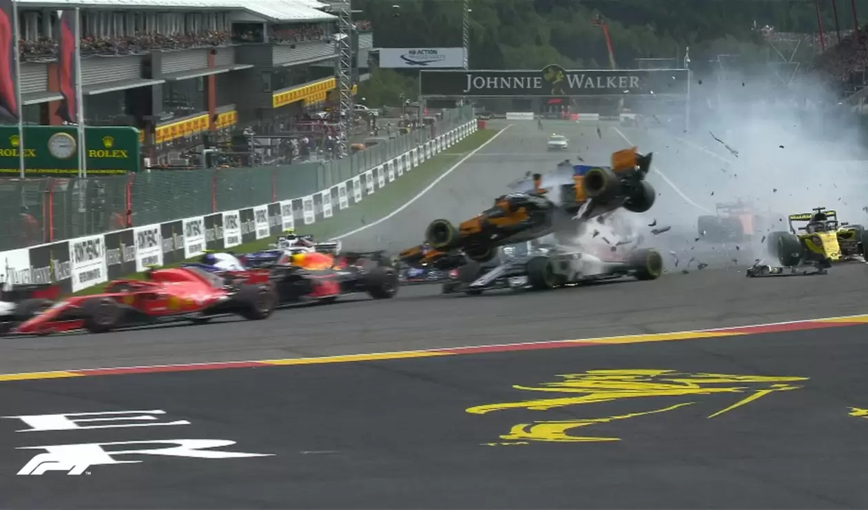 Escena del accidente en el Gran Premio de Bélgica