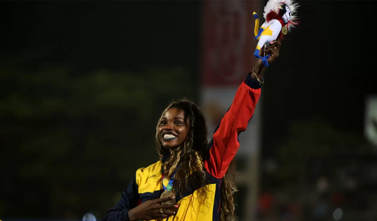 Caterine Ibargüen, ganadora del oro en el salto triple de los Juegos Centroamericanos y del Caribe Barranquilla 2018