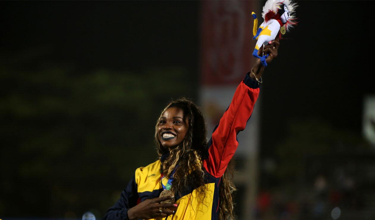 Caterine Ibargüen tras ganar el oro del salto triple en los Juegos Centroamericanos y del Caribe Barranquilla 2018