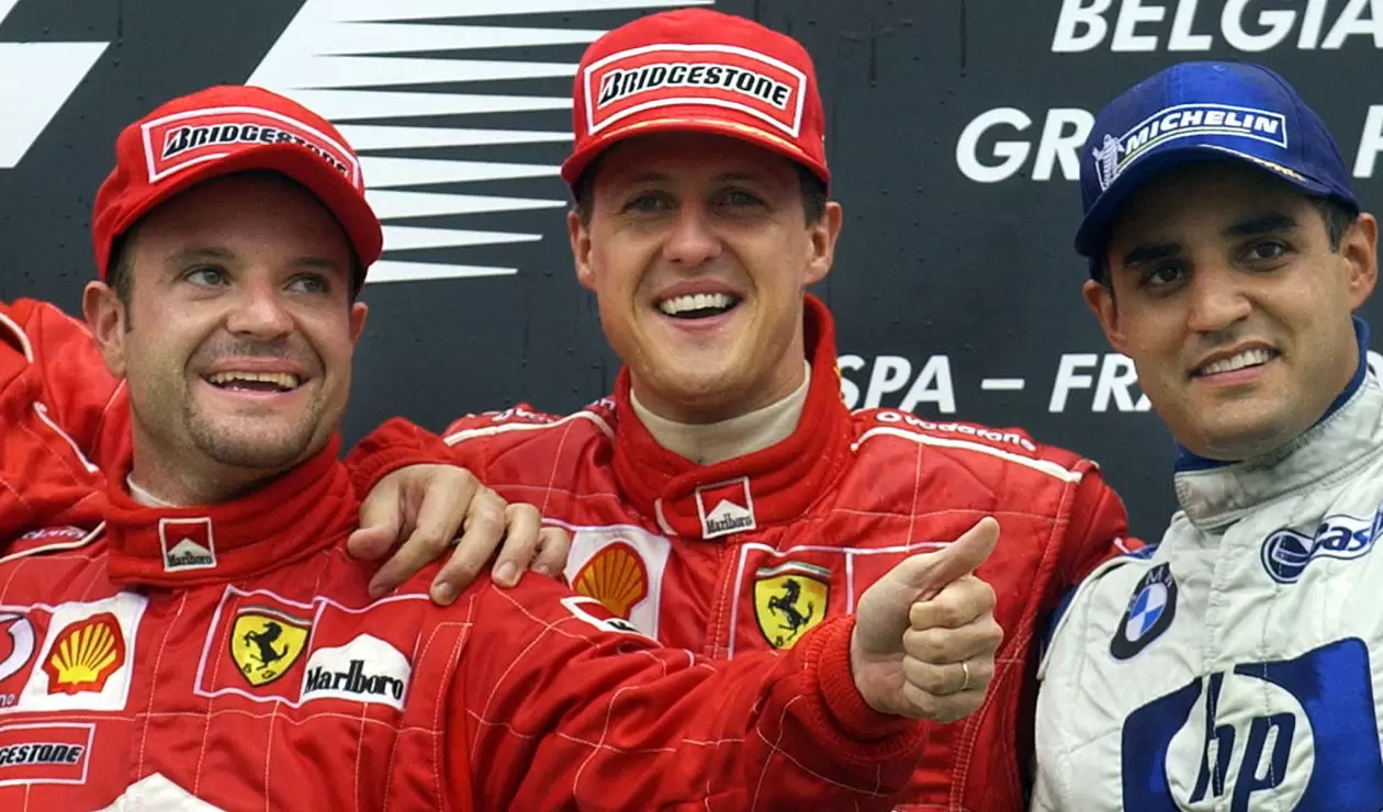 Michael Schumacher, Rubens Barrichello y Juan Pablo Montoya