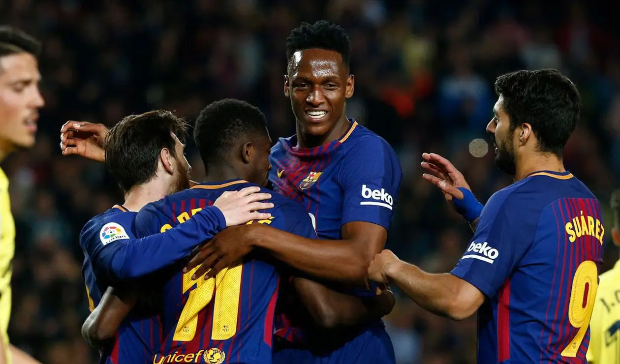 Yerry Mina, defensor colombiano en su presentación con el Barcelona