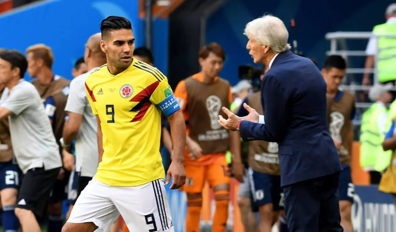 Falcao García, jugador colombiano y José Pékerman, técnico argentino