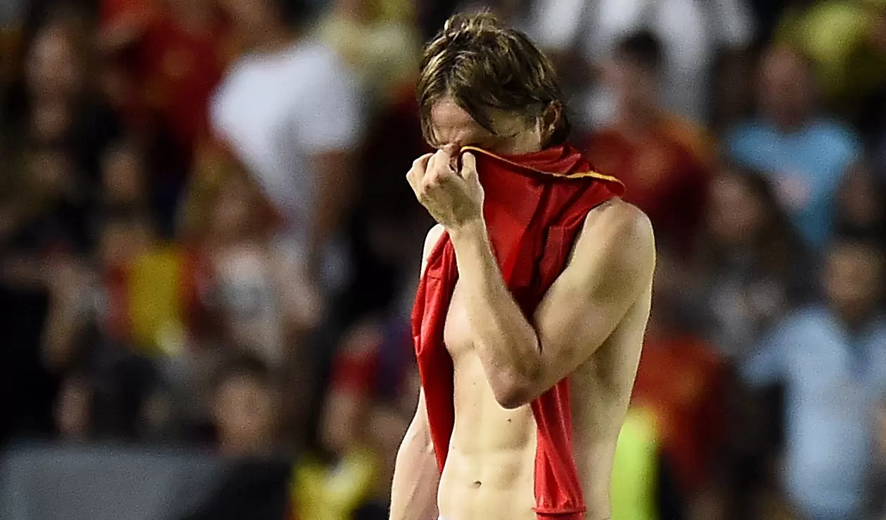 Luka Modric salió triste tras la goleada ante España