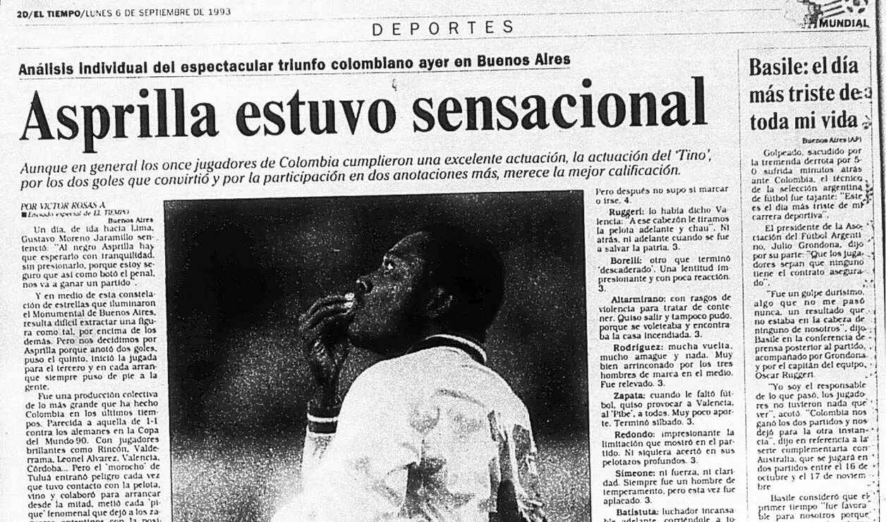 El diario El Tiempo y las reacciones por el triunfo de Colombia ante Argentina 5-0 