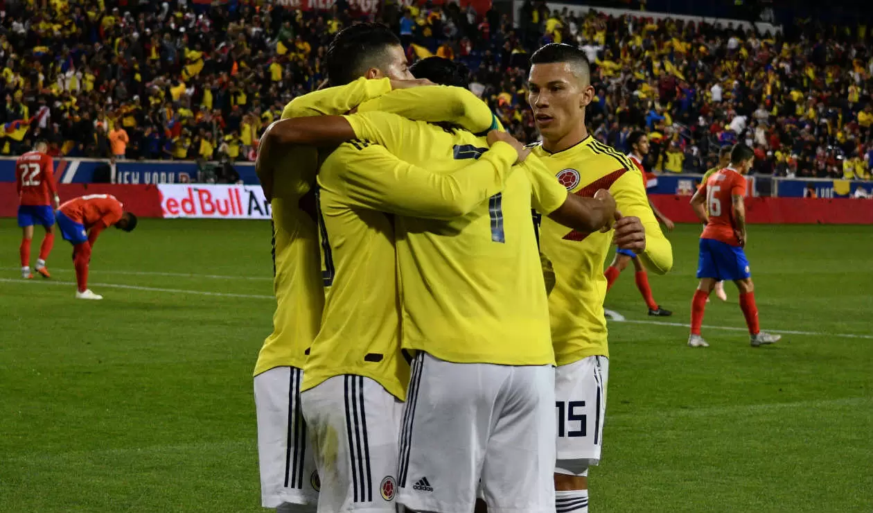 Colombia celebrando uno de los goles ante Costa Rica