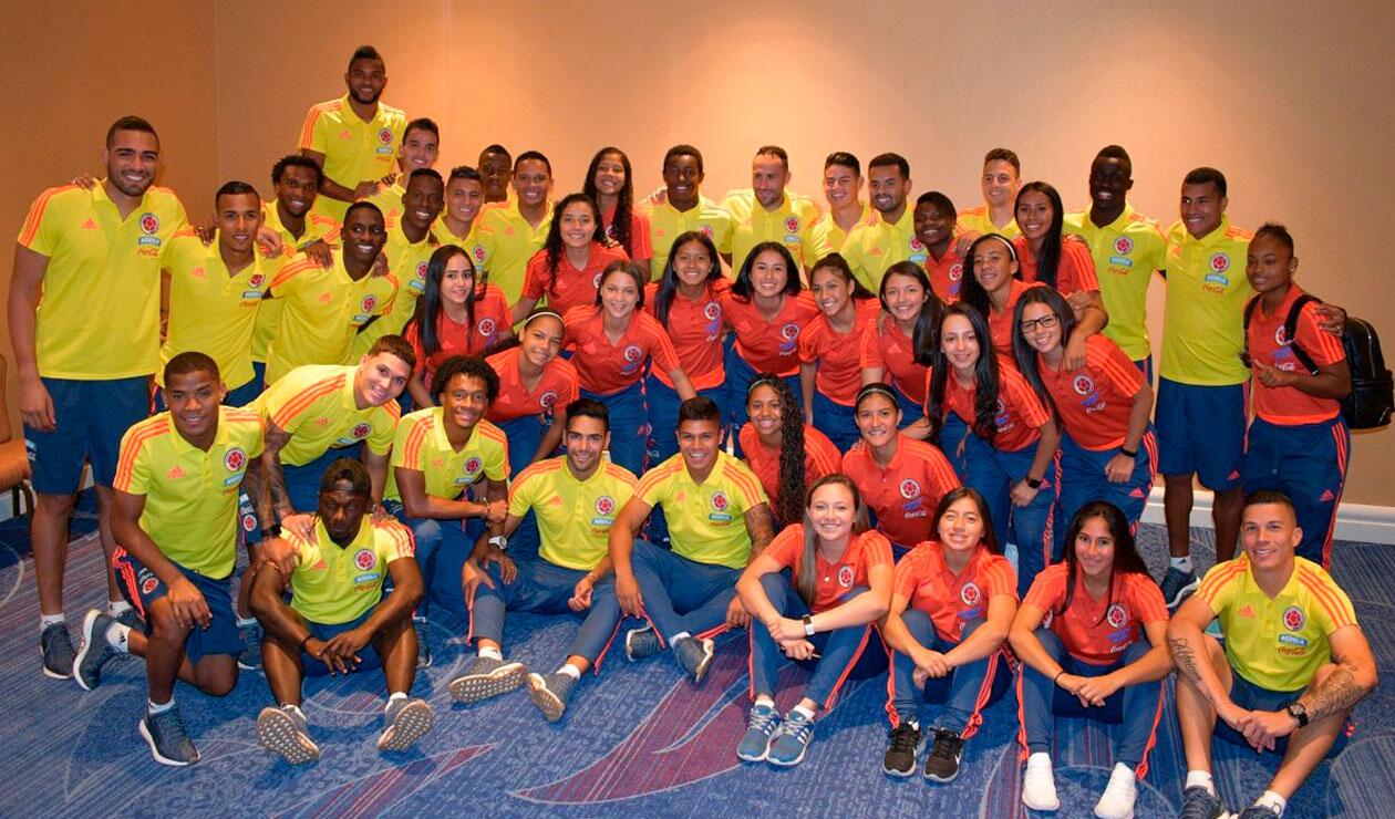 Selección Colombia de mayores compartió con el combinado femenino sub-17