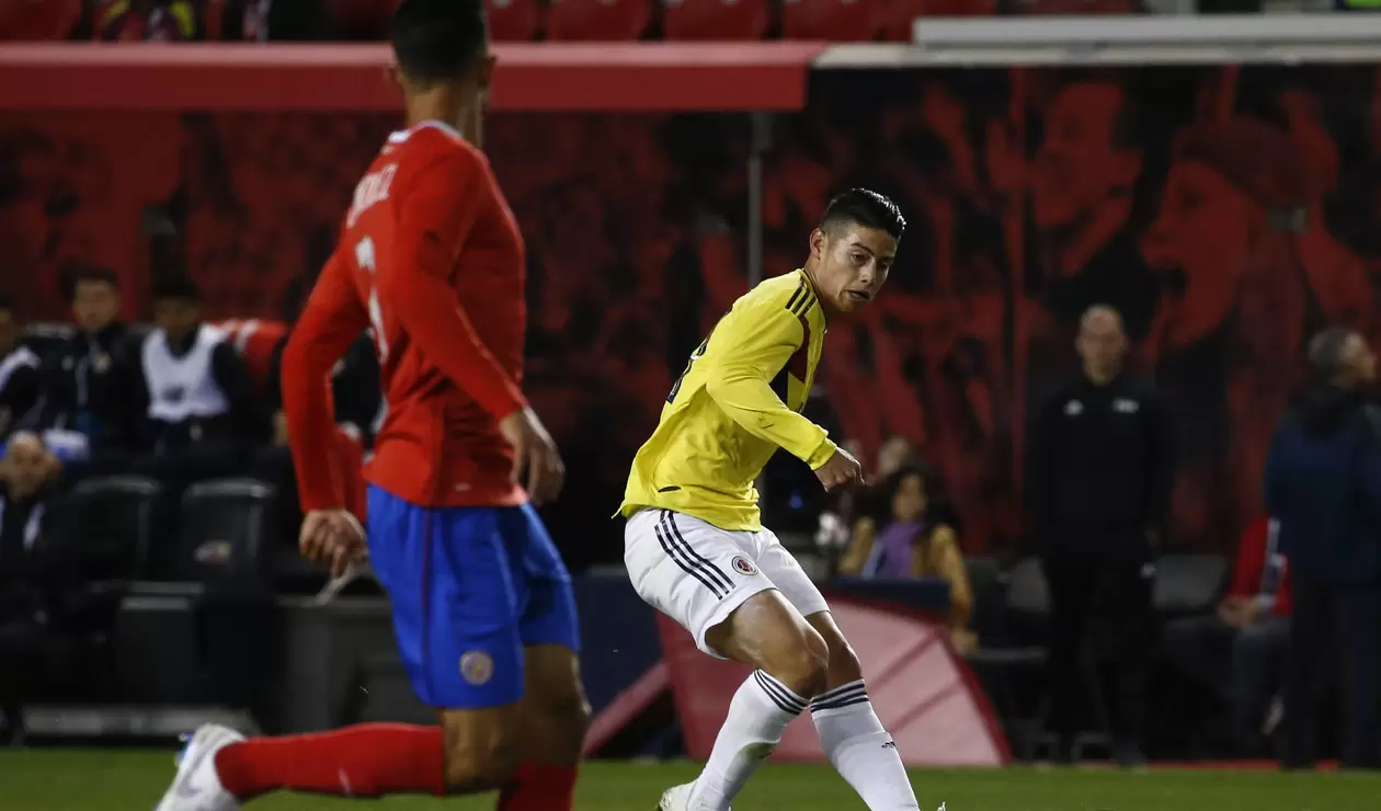 Jugadores de Colombia en partido ante Costa Rica