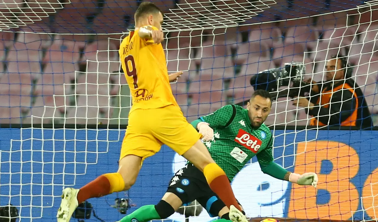 David Ospina y Edin Dzeko - Napoli vs Roma