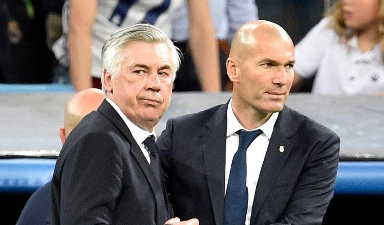 Carlo Ancelotti y Zinedine Zidane en su época en el Real Madrid