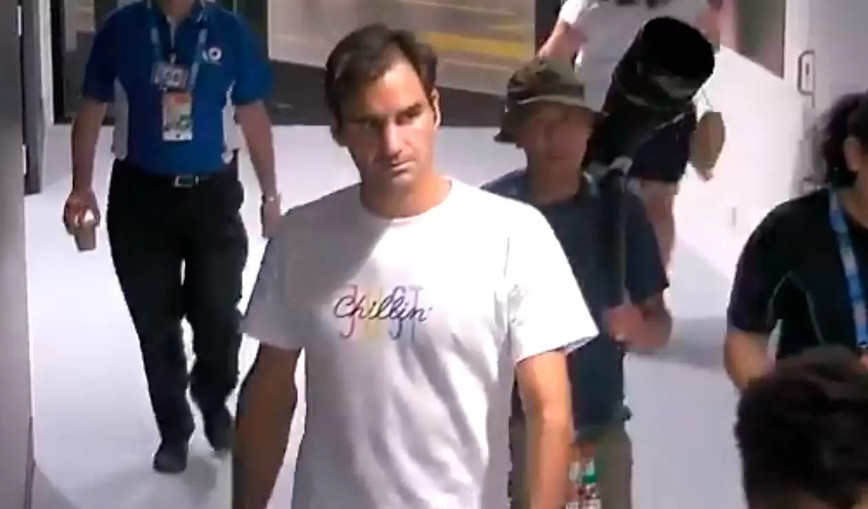 Roger Federer, momentos antes de llegar a su camerino en el Melbourne Park