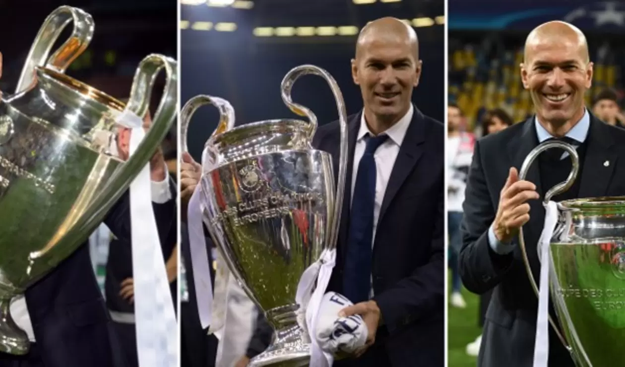 Zinedine Zidane, técnico francés, con las tres Champions consecutivas ganadas con el Madrid
