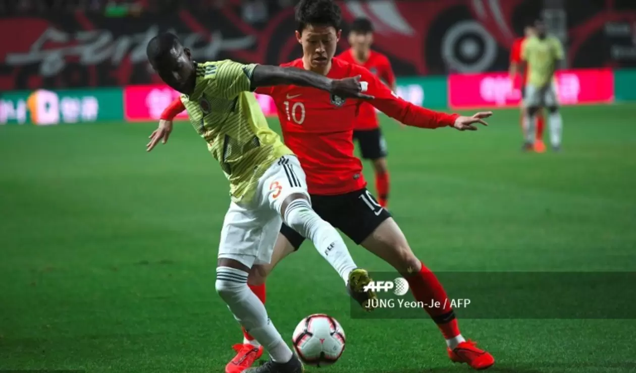Cristian Borja, con Colombia, en el partido frente a Corea del Sur
