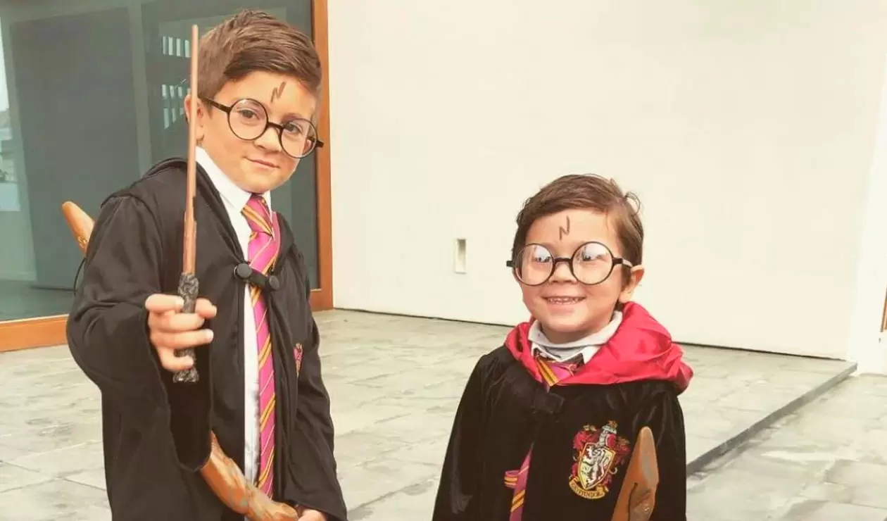 Thiago y Mateo, los hijos de Lionel Messi, disfrazados de Harry Potter