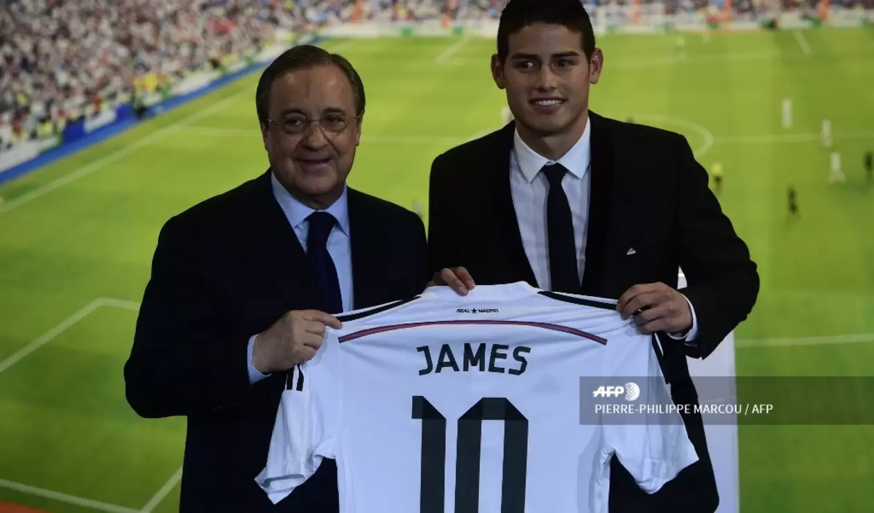 Florentino Pérez y James Rodríguez - Real Madrid