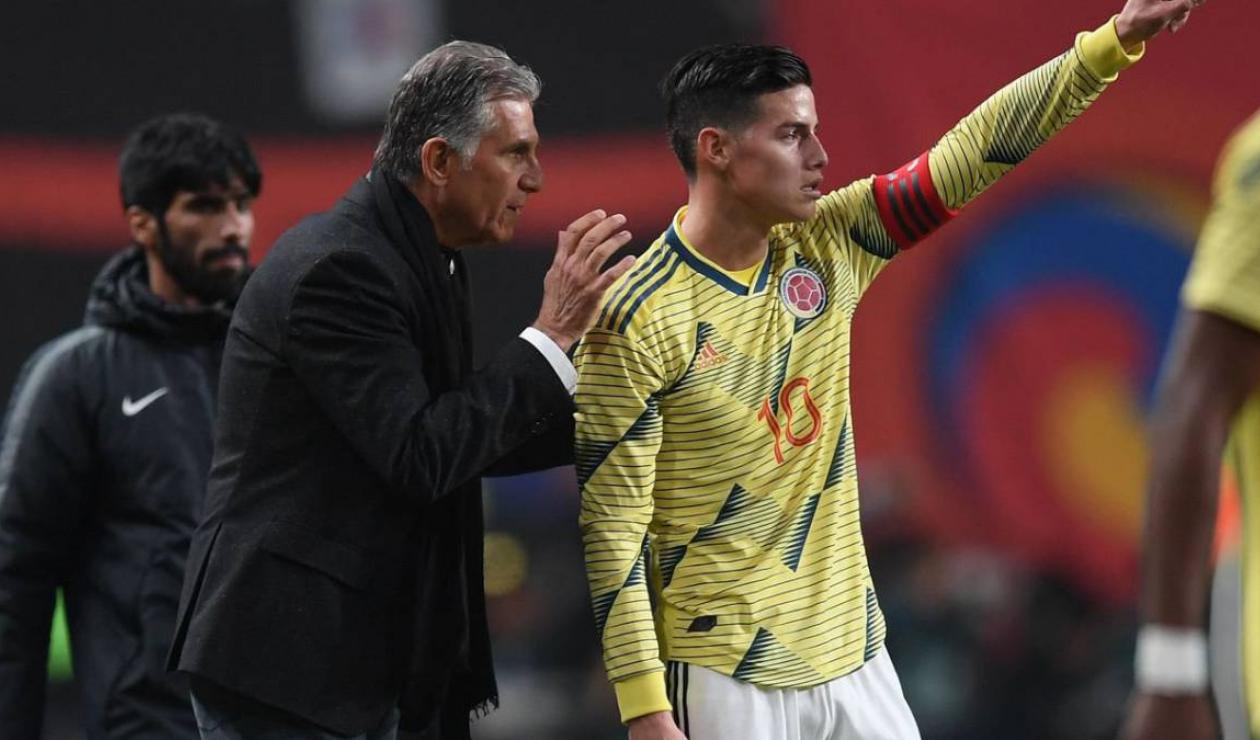 Carlos Queiroz y James Rodríguez - Selección Colombia