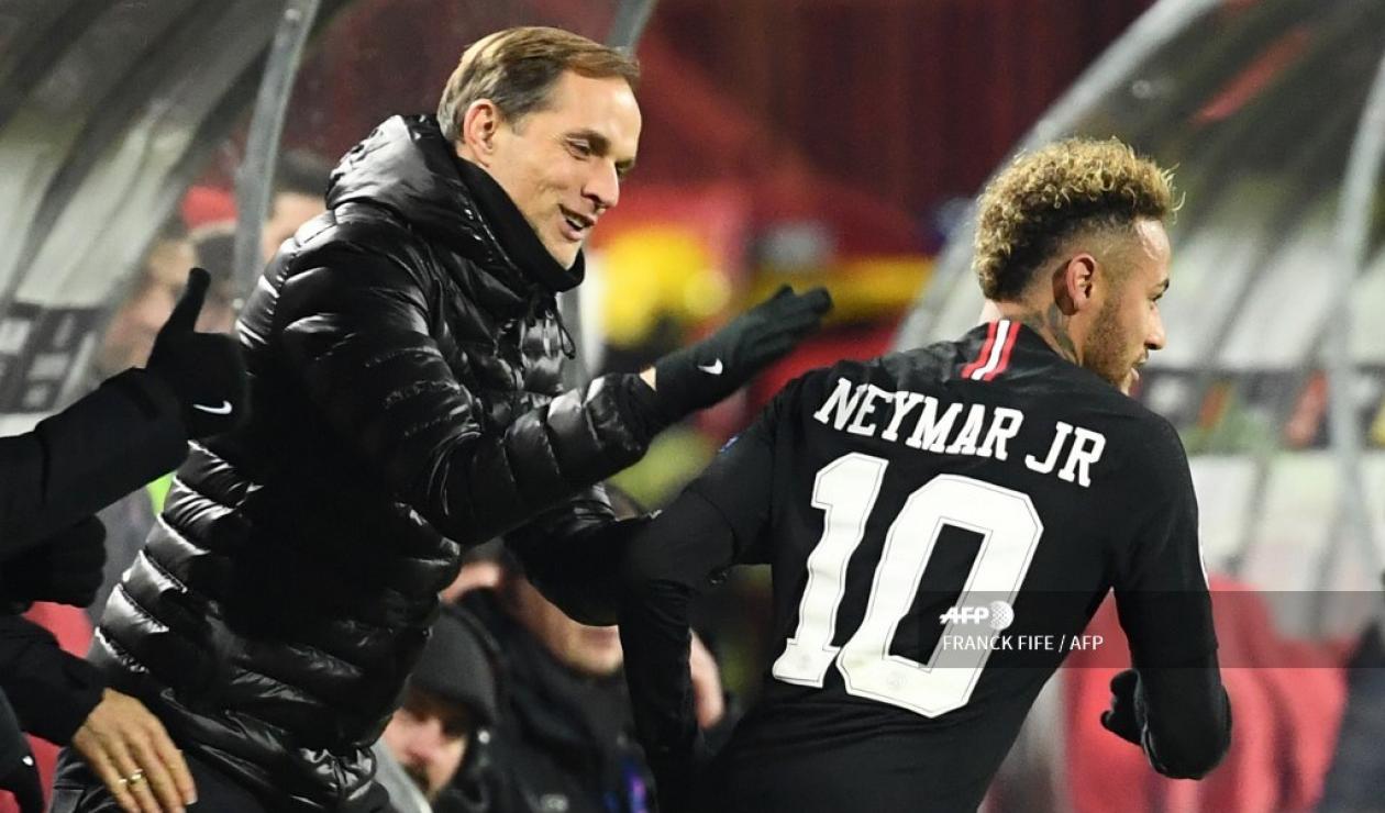 Thomas Tuchel y Neymar JR - PSG