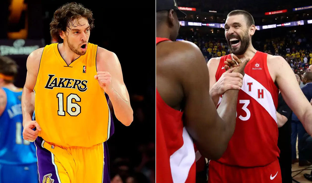 Pay y Marc Gasol campeones de la NBA con Lakers y Toronto, respectivamente. 