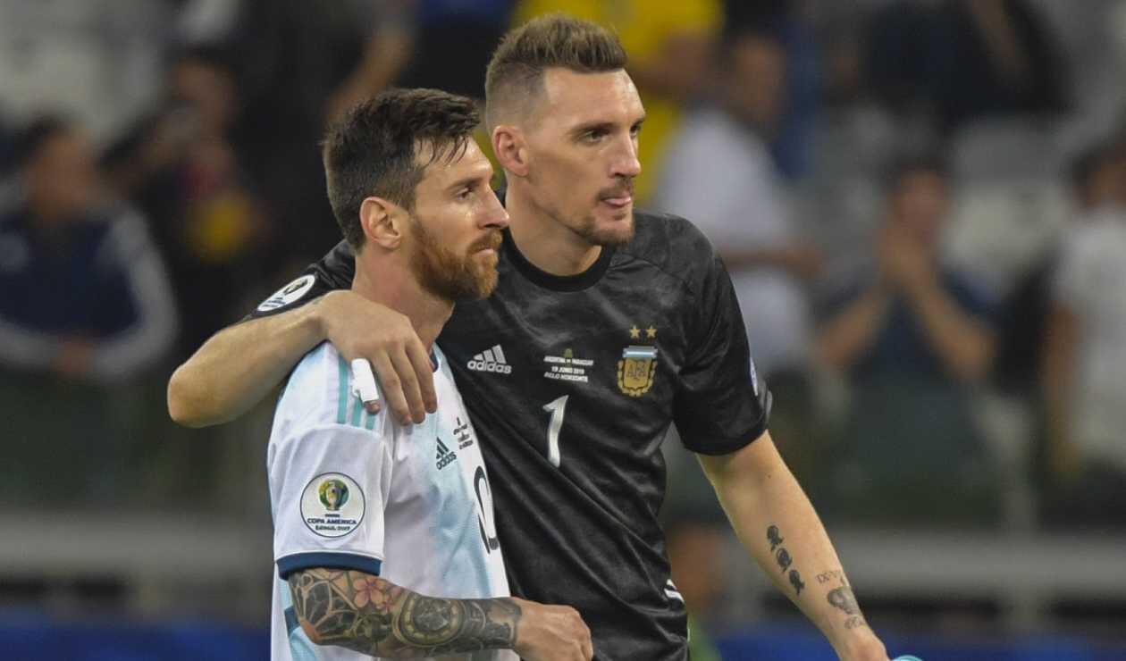 Franco Armani y Lionel Messi - Selección Argentina