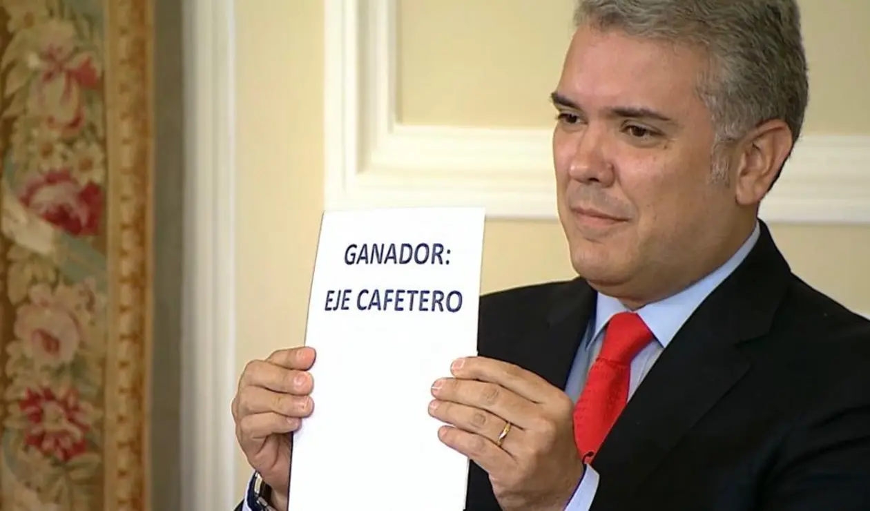 Presidente Iván Duque anunciando al Eje Cefetero como sede de los Juegos Nacionales